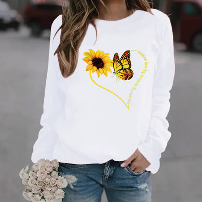 Damen Sweatshirt Grafisches Motiv Schmetterling Sonnenblume Eveloria