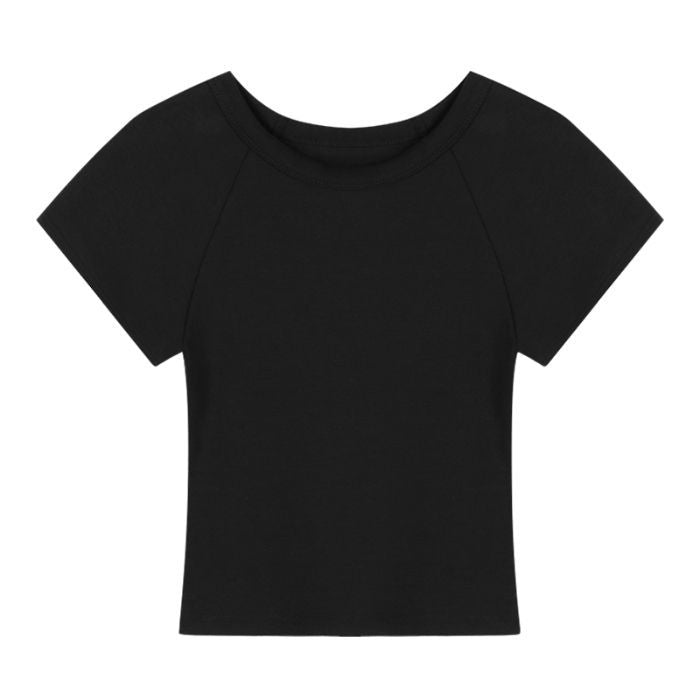Damen T-Shirt Rundhalsausschnitt Baumwolle Weiß
