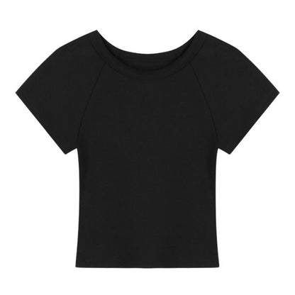 Damen T-Shirt Rundhalsausschnitt Baumwolle Weiß