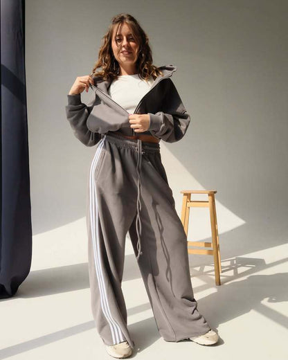 Damen Sportliches Loungewear-Set mit Cropped-Hoodie und weiter Hose