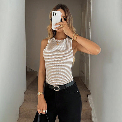 Eveloria Damen Tanktop Strukturiertes Design Ausschnitt Schwarz - Eveloria