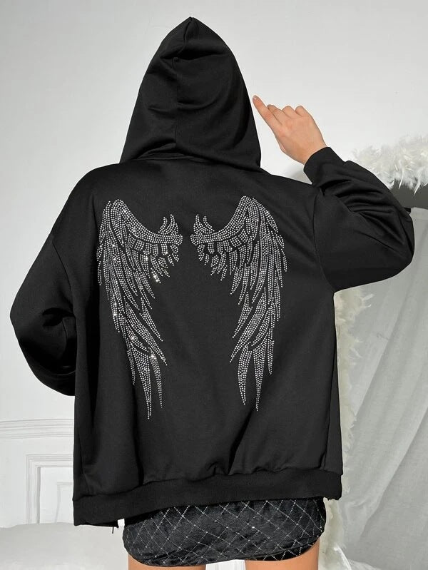 Damen Hoodie Flügel-Design Funkelnd Eveloria