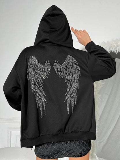 Damen Hoodie Flügel-Design Funkelnd Eveloria