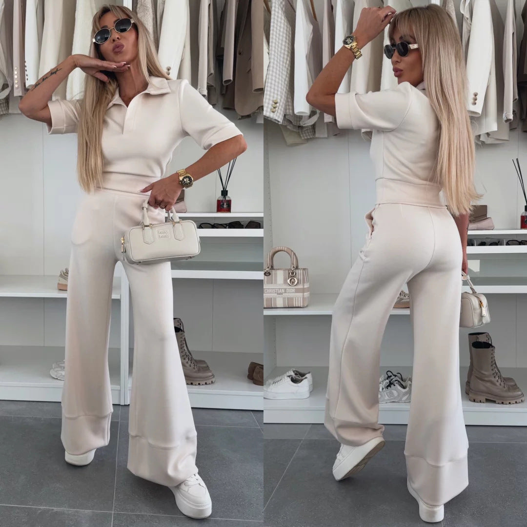 Eveloria Damen Polo- und Hose Set Elegantes Set aus Jersey