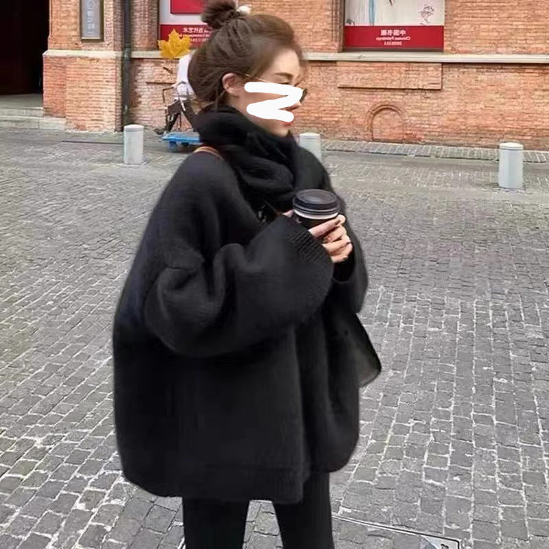 Damen Strickjacke Offene Fronten Praktische Taschen Kuschelig Grau