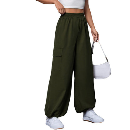 Damen Cargo-Hose Elastischer Bund Weite Beine Eveloria
