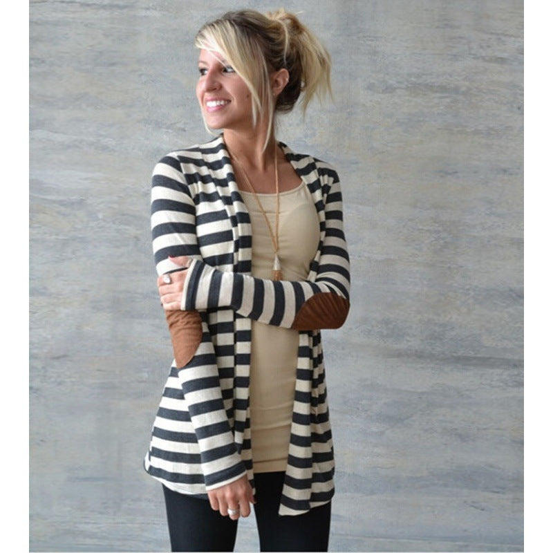 Damen Strickcardigan Lässig mit Ellbogenflicken
