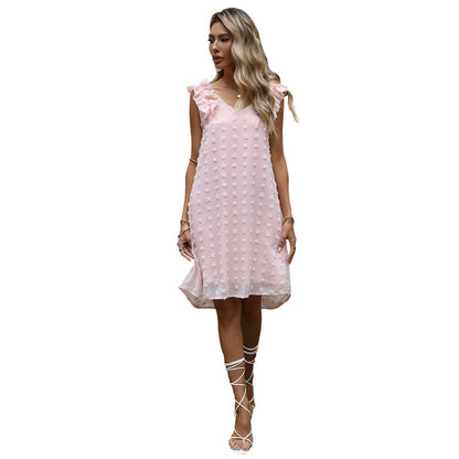 Damen Ärmelloses Sommerkleid Rüschen Strukturiert Eveloria