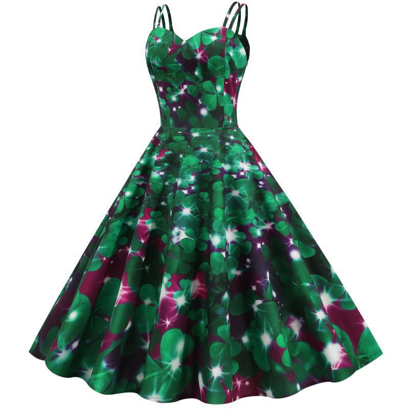 Damen A-Linien Kleid Floral-Muster Eveloria