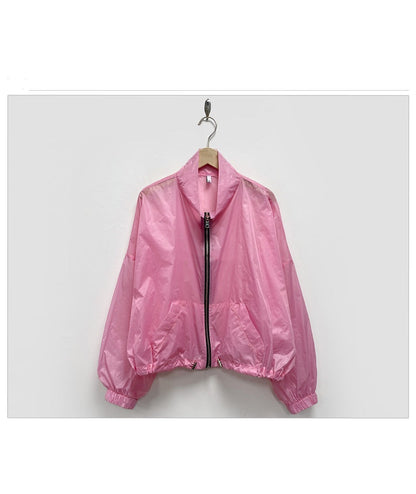 Damen Windjacke Transparent Reißverschluss Eveloria