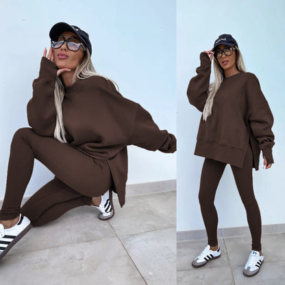 Damen Sport-Loungewear-Set Sweatshirt und Leggings Weite Passform