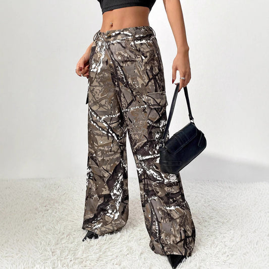 Damen Cargohose Camouflage Modern Baumwolle Beige - Eveloria