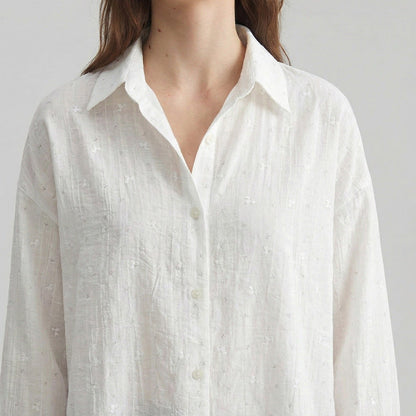 Damen Bluse mit Stickdetails Elegant Lochstickerei
