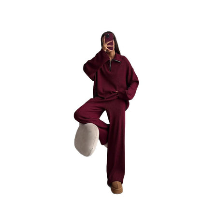 Damen Strickoverall Oversized Hochkragen Halbzip Eveloria