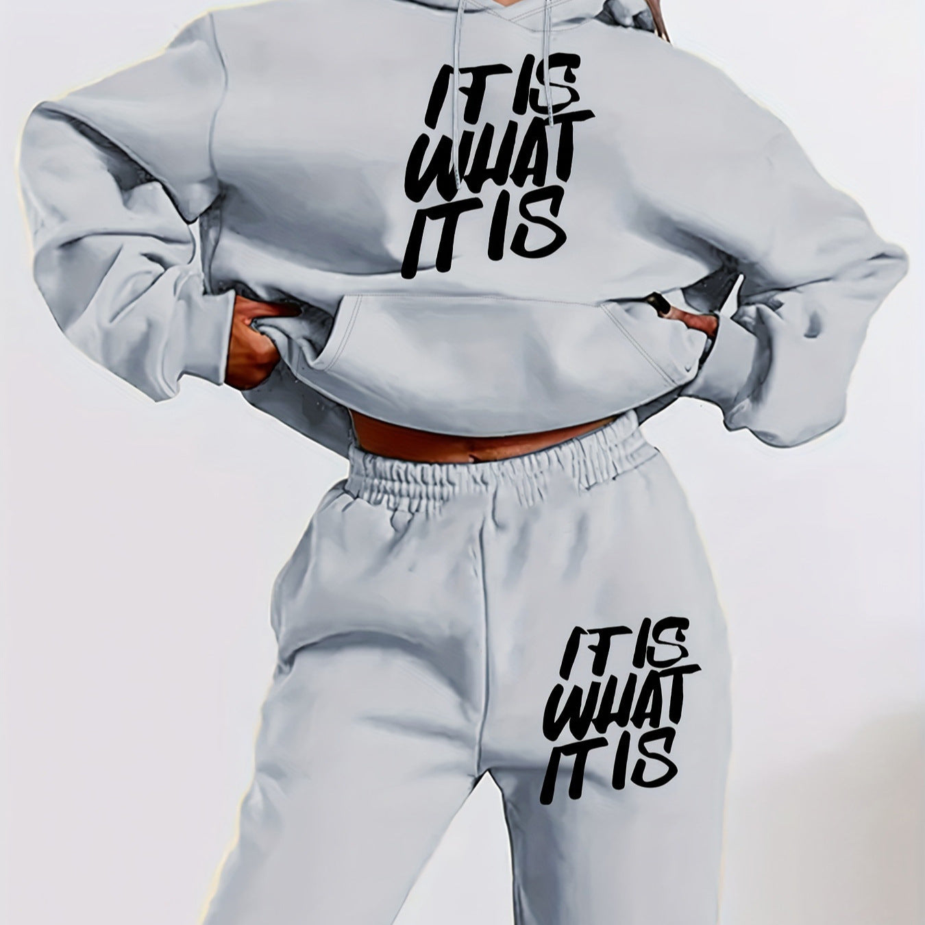 Damen Jogginganzug Statement-Print Lässiger Schnitt