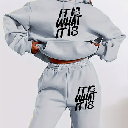 Damen Jogginganzug Statement-Print Lässiger Schnitt