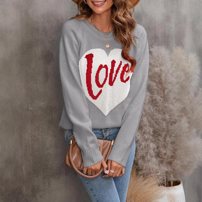 Damen Strickpullover Herz-Design Eveloria