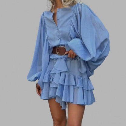Damen Rüschenkleid mit Volumenärmeln Eveloria