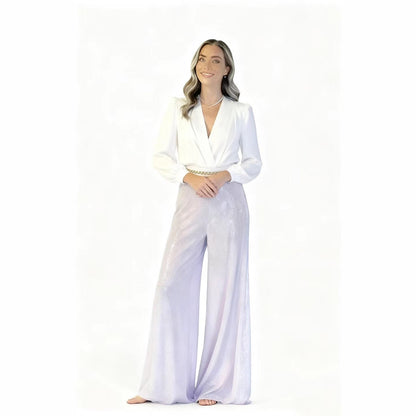 Damen Jumpsuit Eleganz Pailletten V-Ausschnitt Eveloria