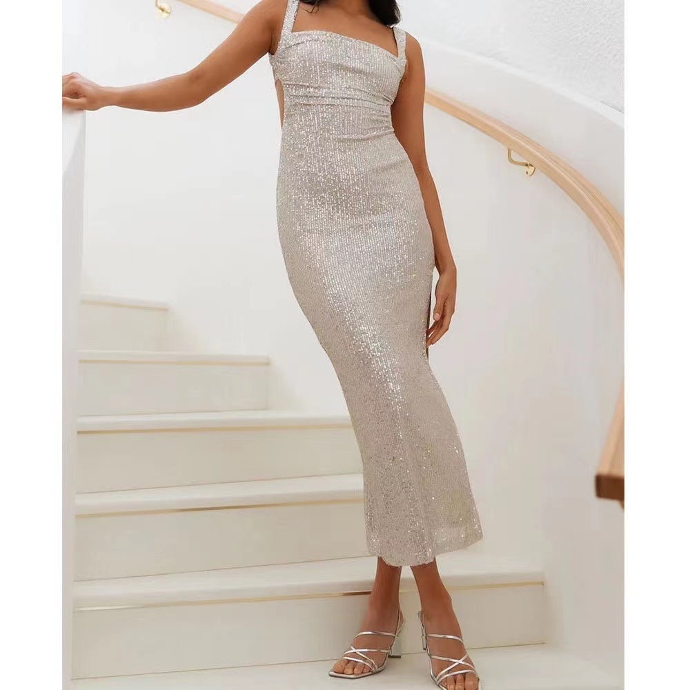 Damen Paillettenkleid Schmal Schnitt Verführerisches Design