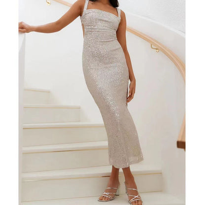 Damen Paillettenkleid Schmal Schnitt Verführerisches Design