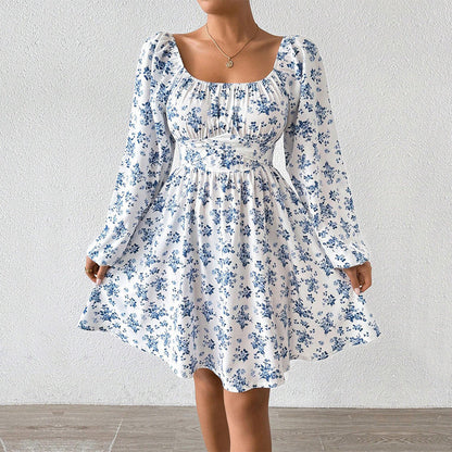 Damen Sommerkleid Floralmuster Langer Ärmel Eveloria