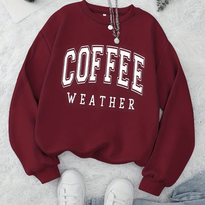 Damen Sweatshirt Coffee Weather Aufdruck Eveloria