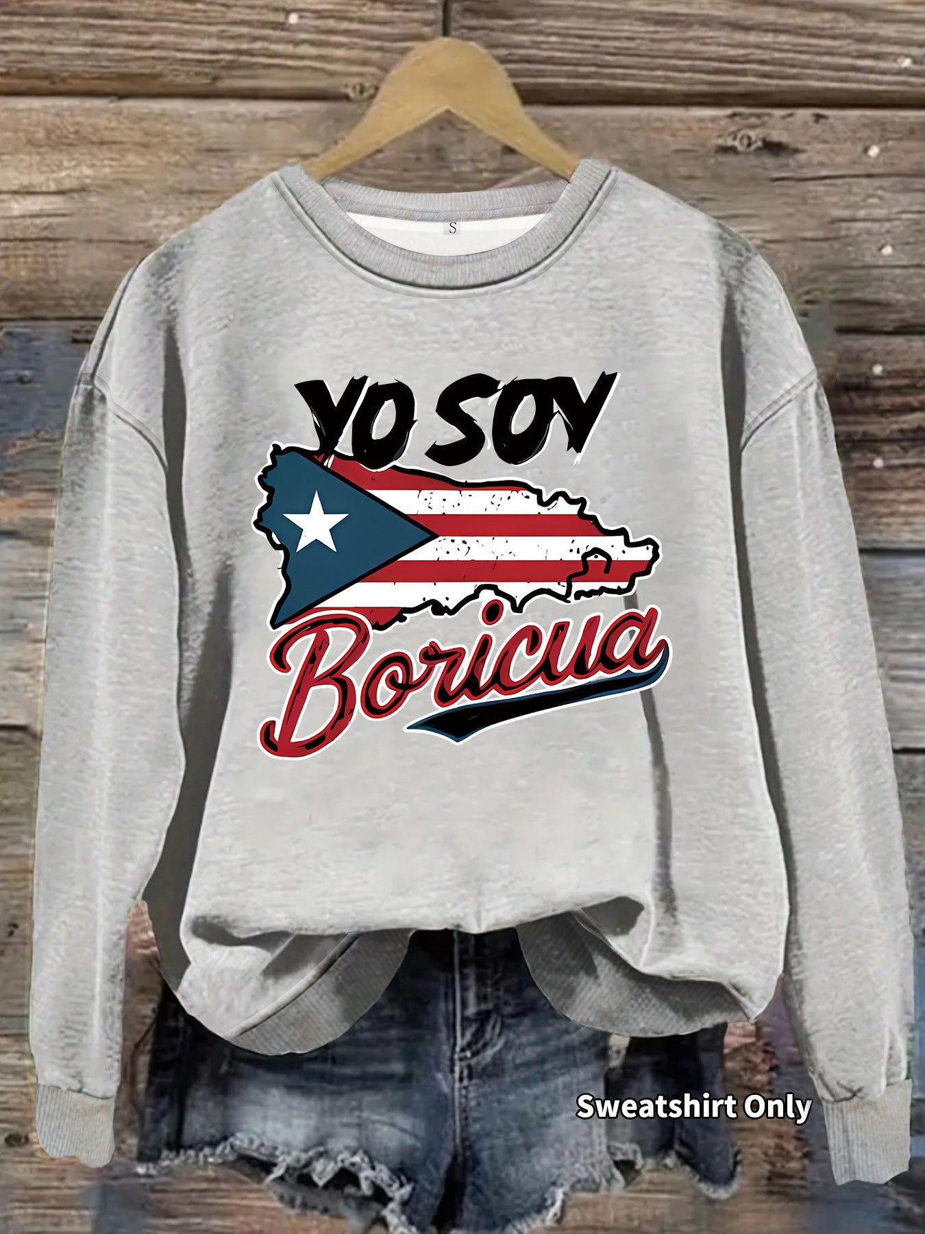 Damen Sweatshirt Puerto Rico Design Lässig Grün