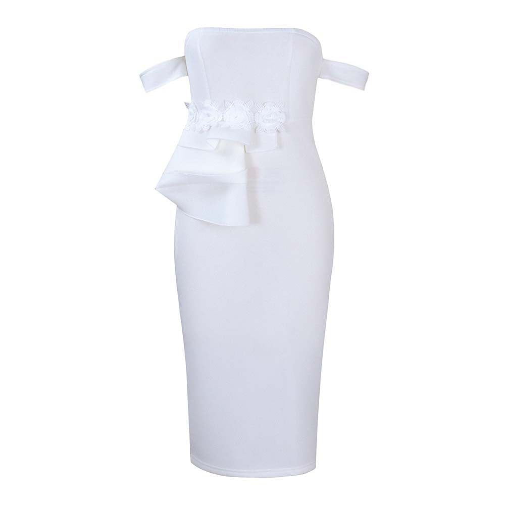 Damen Midi-Kleid Asymmetrische Träger Floralmuster Eveloria