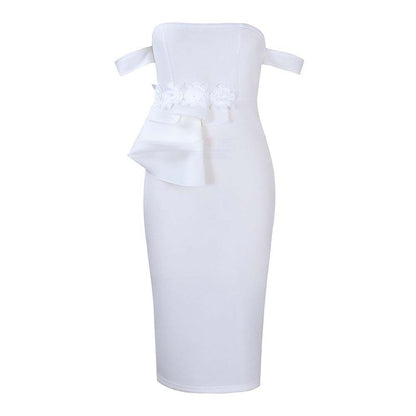 Damen Midi-Kleid Asymmetrische Träger Floralmuster Eveloria