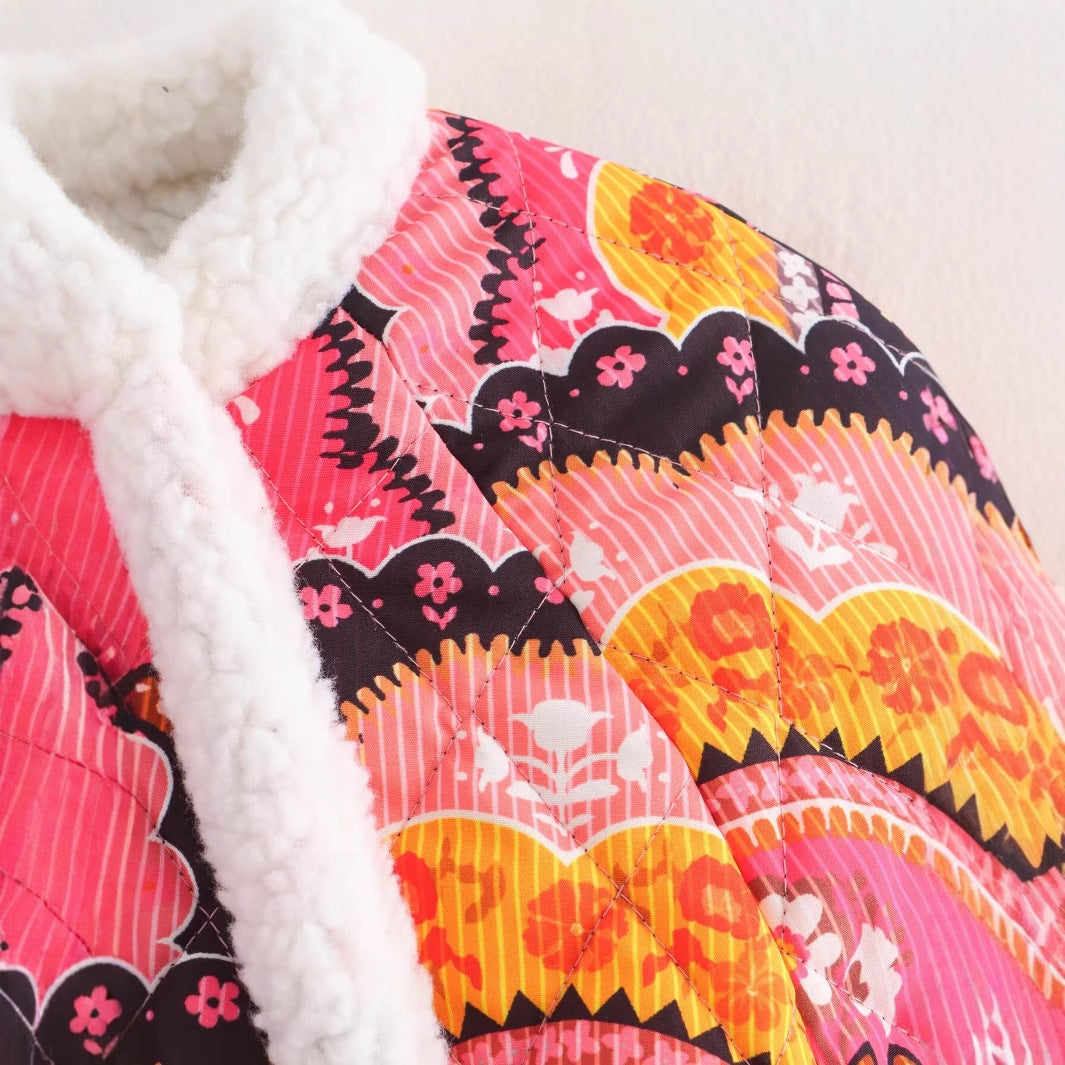 Damen Steppjacke Floralmuster Kuschelinnenfutter Eveloria