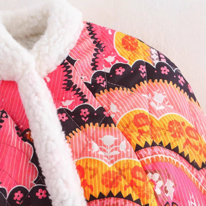 Damen Steppjacke Floralmuster Kuschelinnenfutter Eveloria