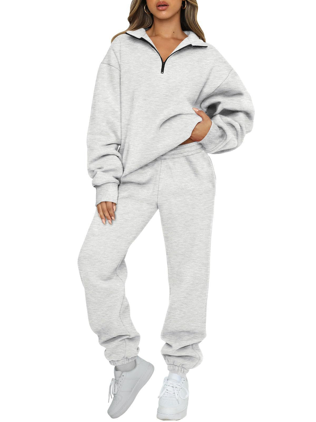 Damen Sweatpants-Set mit Stehkragen und Kängurutasche Eveloria