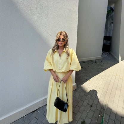 Damen Maxikleid Hochgeschlossen Weit