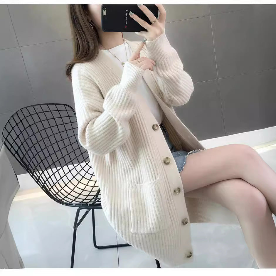 Damen Strickjacke mit Taschen und Knöpfen Eveloria