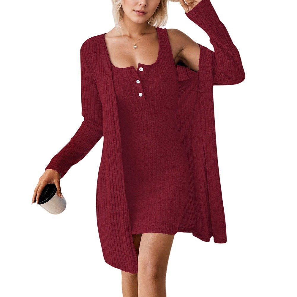 Damen Strickkleid mit Cardigan Offen Eveloria