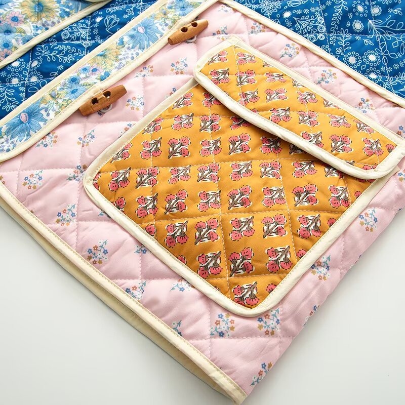 Eveloria Damen Patchwork-Jacke Gefüttert Praktische Taschen