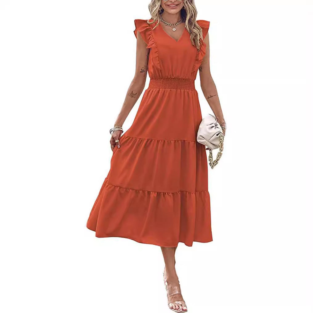 Damen Langarm-Kleid Voluminöser Rock Eveloria
