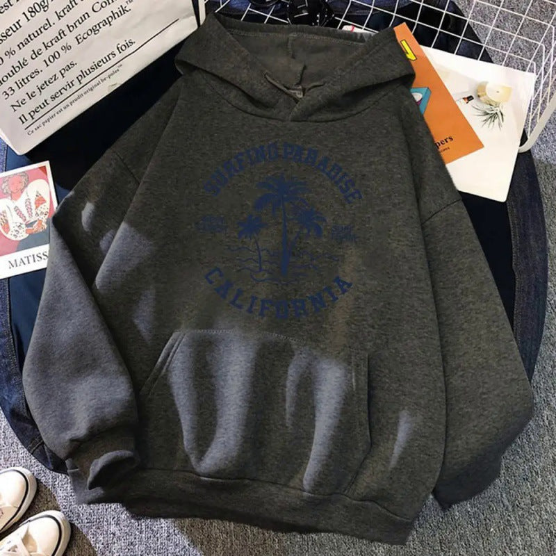Damen Kapuzenpullover Baumwollmischung Surf-Motiv