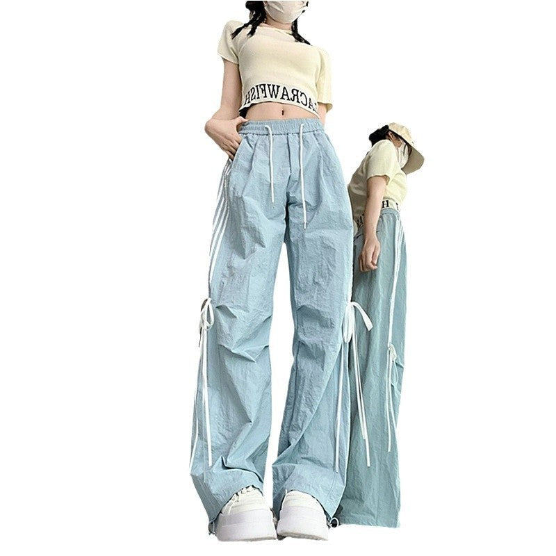 Damen Sport Hose mit Seitlichen Streifen und Schnürbund