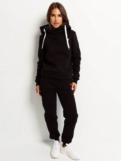 Damen Sport-Outfit Hoodie und Jogginghose Set Hochkragen
