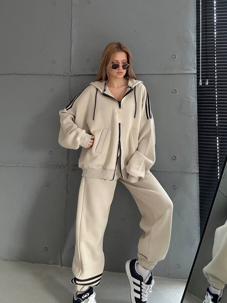 Damen Hoodie Doppelter Reißverschluss Lässiger Schnitt Eveloria