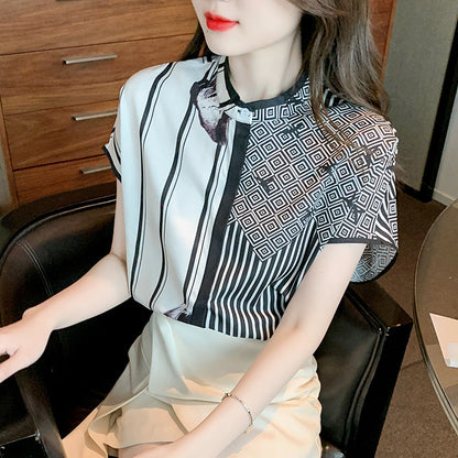 Damen Bluse Grafisches Muster Elegante Details Bluse Eveloria