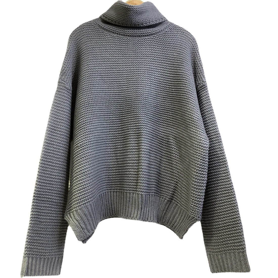 Damen Grobstrickpullover Hochrollkragen Extravagante Maschenstruktur