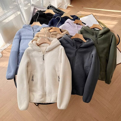 Damen Fleecejacke Kuscheliges Innenfutter Reißverschluss Taschen - Eveloria