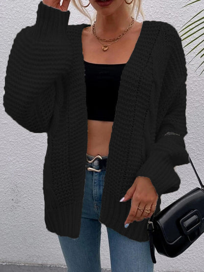 Damen Cardigan Grobstrick Lässiger Schnitt Bequeme Offene Taschen