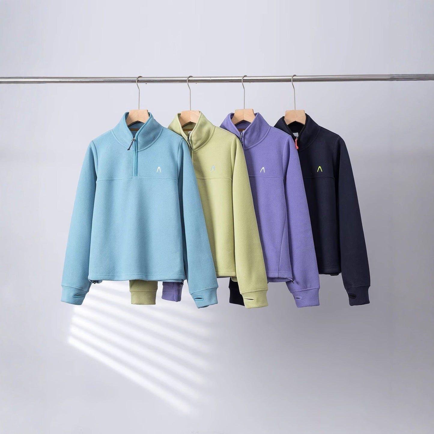 Damen Fleece-Pullover Halbzipp Elastische Bündchen Grau - Eveloria