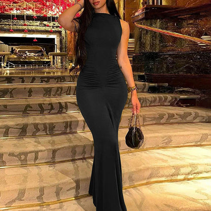 Damen Maxikleid Körperbetonter Schnitt Elegante Drapierung Eveloria