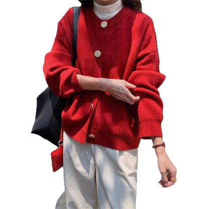 Damen Strickjacke Kuschelig Knopfdesign Modern Eveloria
