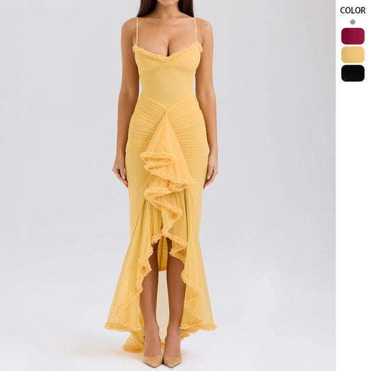 Damen Maxikleid Rüschendetails Figurbetonter Schnitt Eveloria - Eveloria